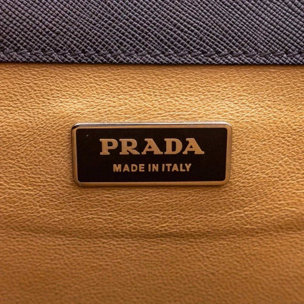 Rare‎ PRADA Saffiano Business Bag Briefcase Dial Type Leather Black Men's